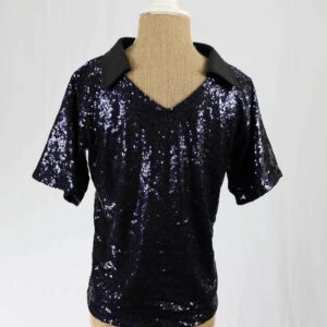 Boys Sequinned Collared Top Midnight Blue