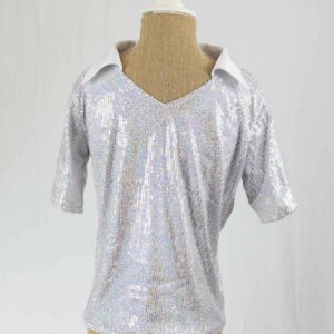 Boys Sequinned Collared Top Silver
